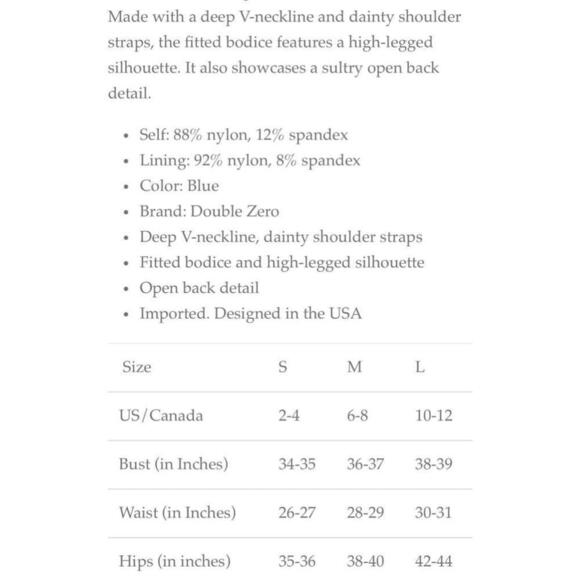 Double Zero Blue Gingham One-Piece High Cut Swimsuit Women’s Medium M 6-8 - Picture 7 of 7